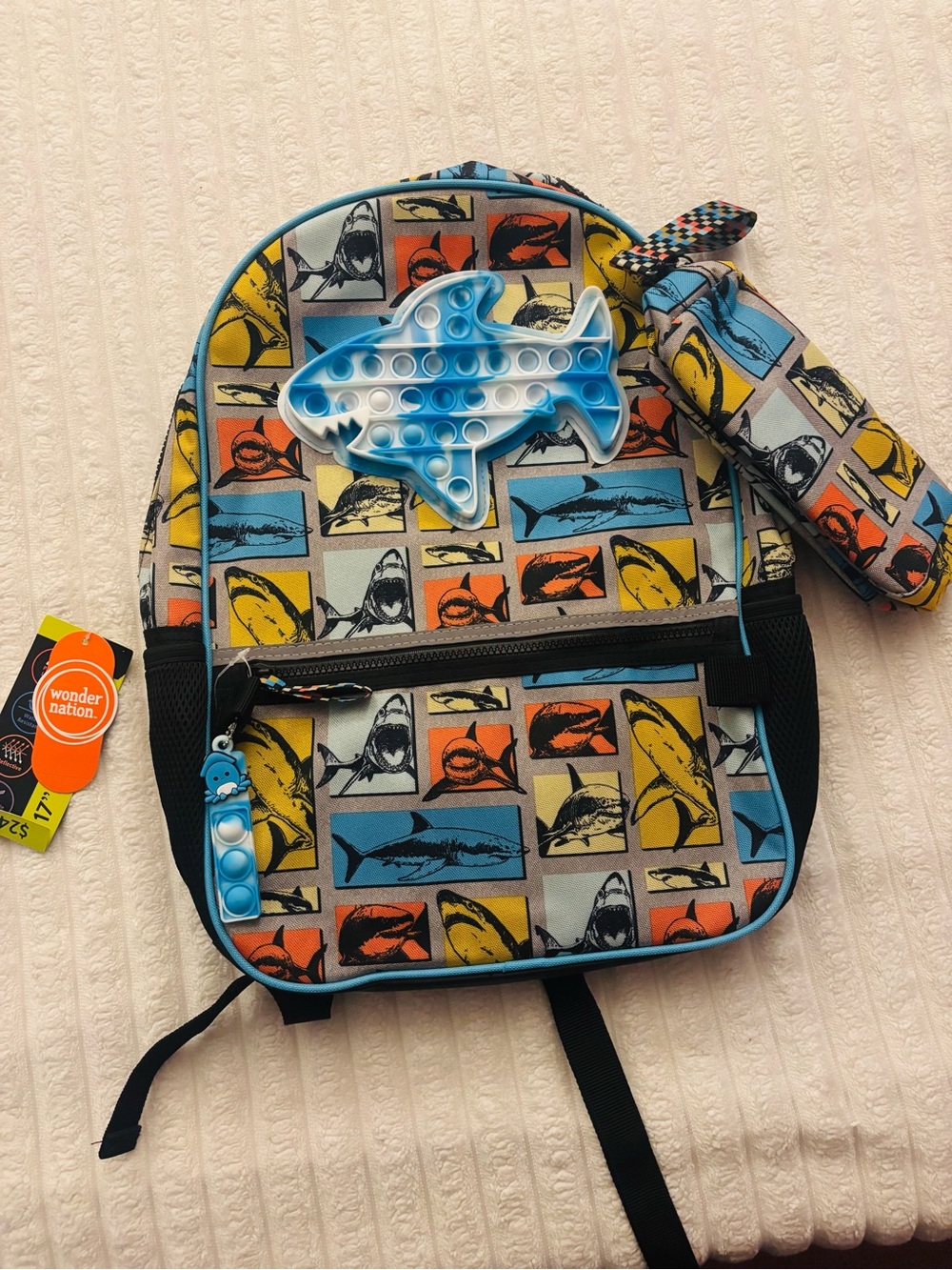 Wonder Nation Kids' Shark Pop-It Mini Backpack - Blue Multi